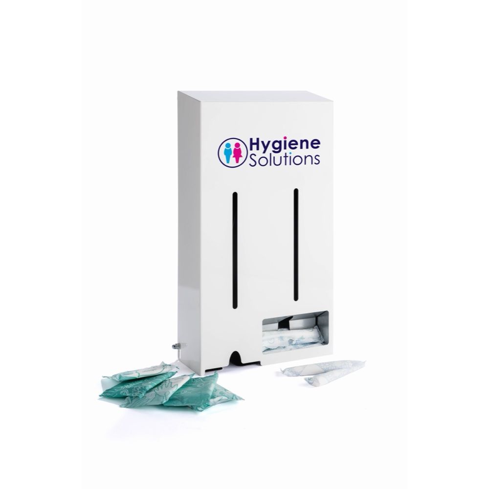 Hygiene Solutions free vend dispenser with complimentary tampons and sanitary towels