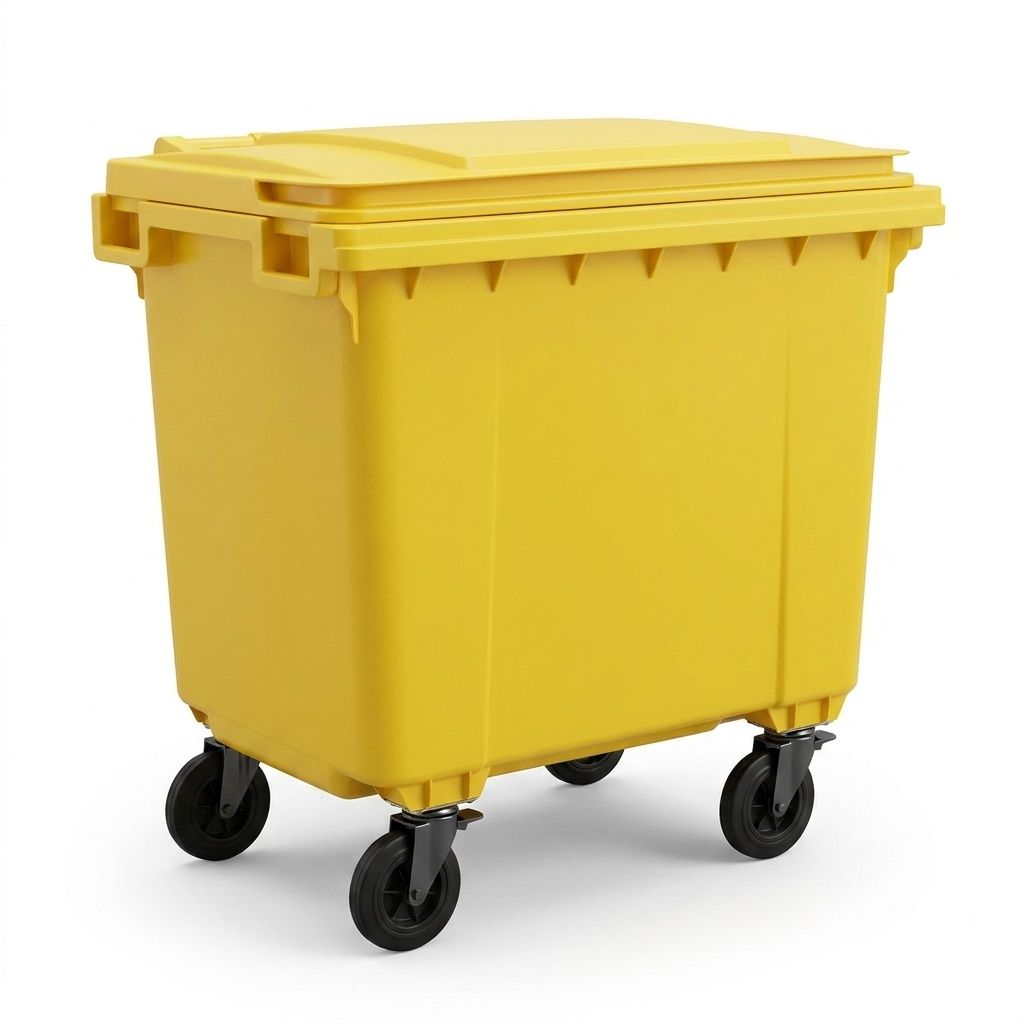 770 litre yellow four-wheeled offensive waste container